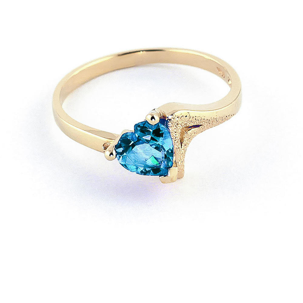 14K. SOLID GOLD RING WITH NATURAL BLUE TOPAZ (Yellow Gold)